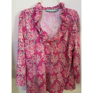 Anthony's Women's Resort Top, sz S, Wrinkle Free, Beach, Nautical, Coral vibes